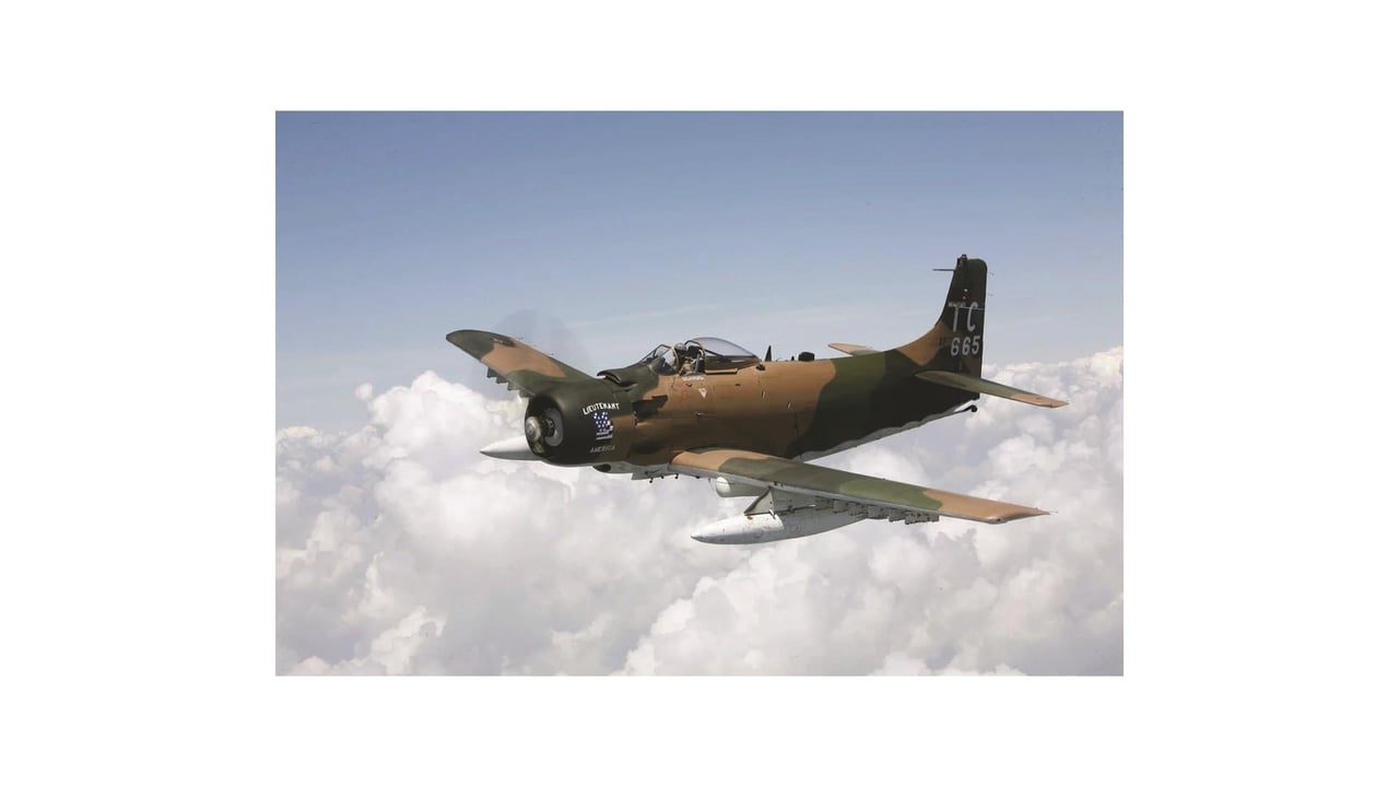 A plane in the sky with the words Lieutenant on the side.